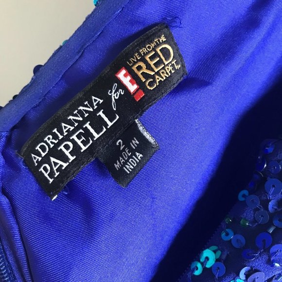 Adrianna papell Blue Sequined E Live from the Red Carpet Maxi dress size 2 - Picture 5 of 8